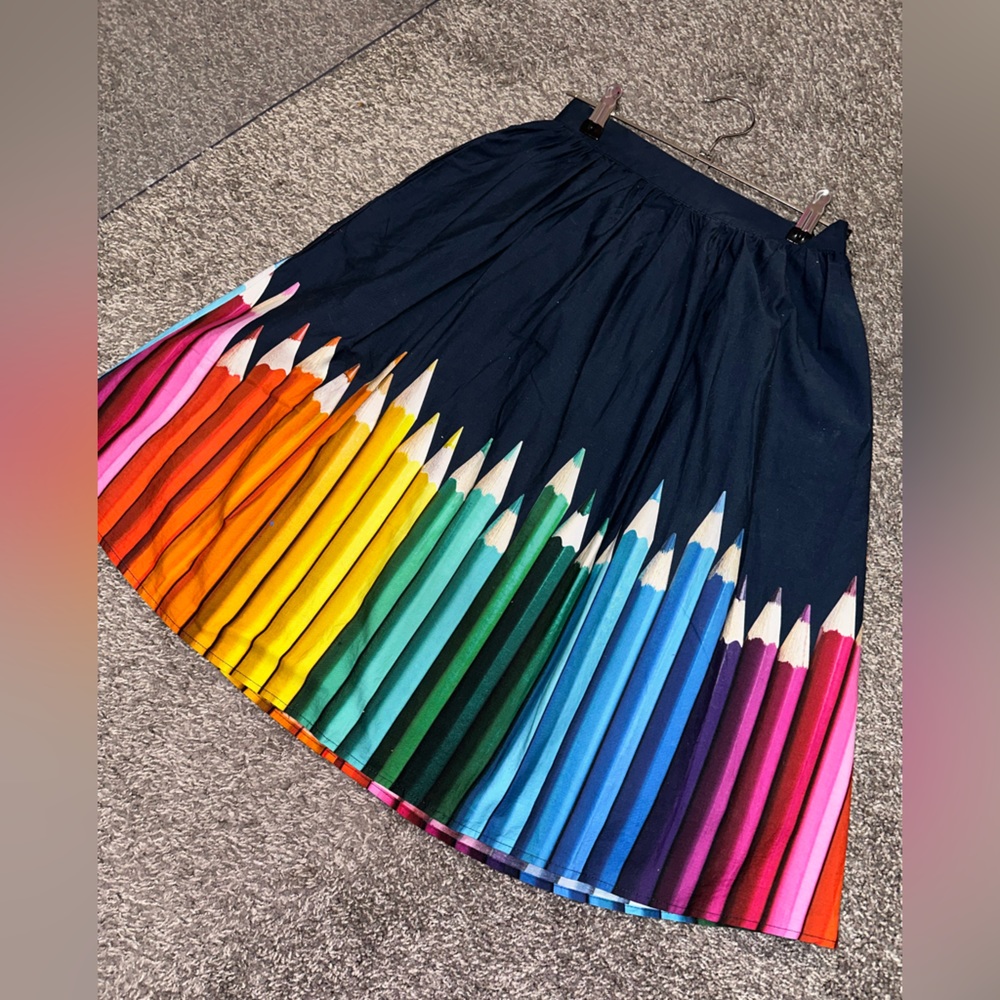 BEST OFFER ModCloth Teacher Rainbow High Waisted Skater Skirt! XS